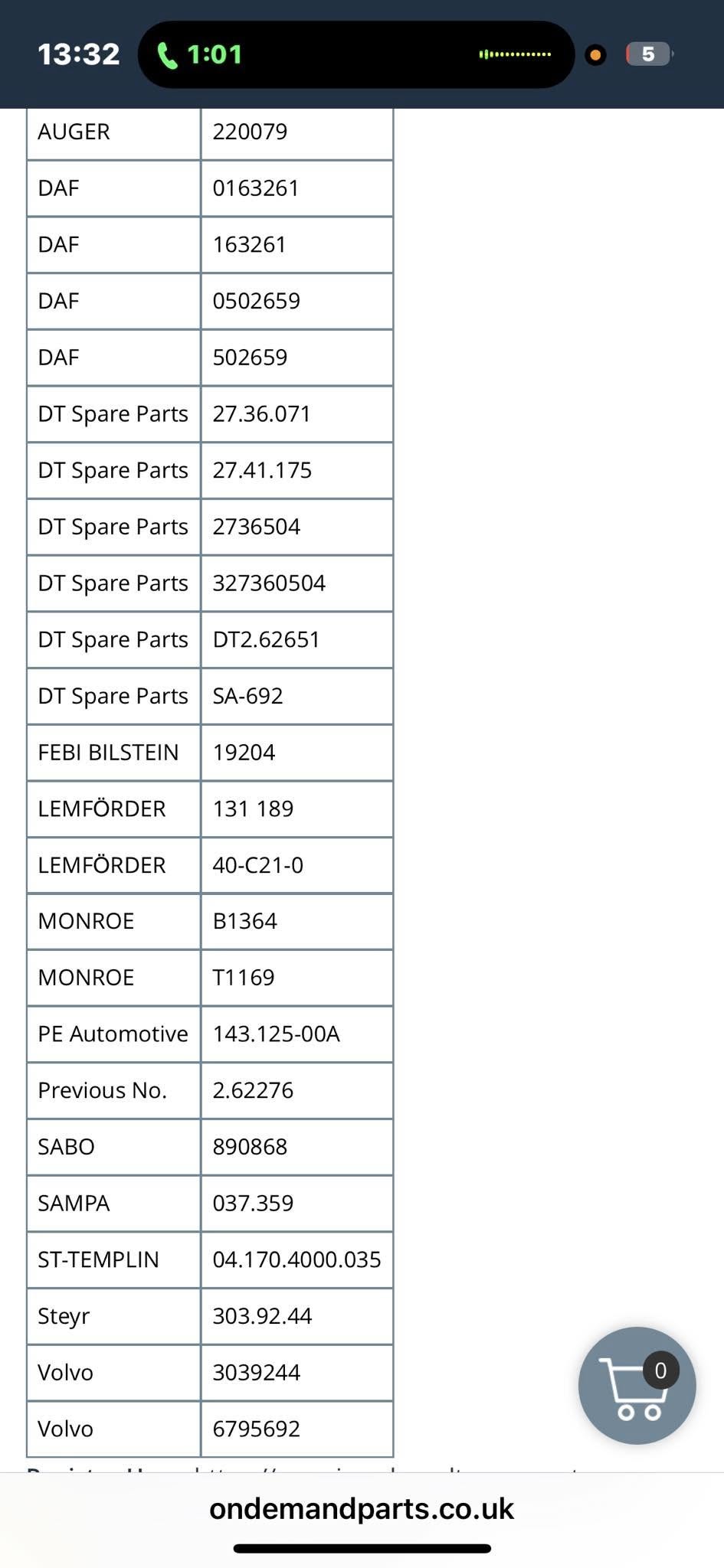 NGE0081 - Volvo B6 Shock Absorber